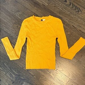 H&M Ribbed Crewneck Top - Mustard XS